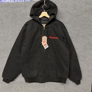Snap-on Canvas Bomber Jacket Mens XL Black Hooded Quilted Workwear Insulated NWT